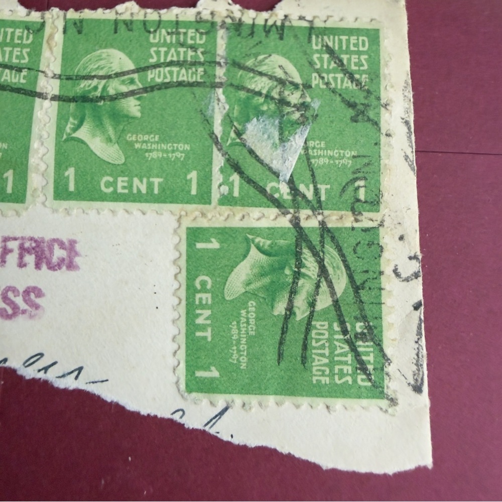George Washington 1 One Cent Stamp 1789-1797 Green (6 Attached ) as shown - Picture 5 of 7